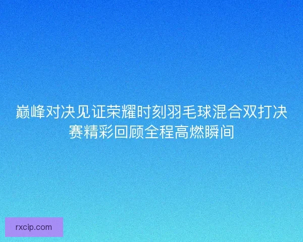 巅峰对决见证荣耀时刻羽毛球混合双打决赛精彩回顾全程高燃瞬间